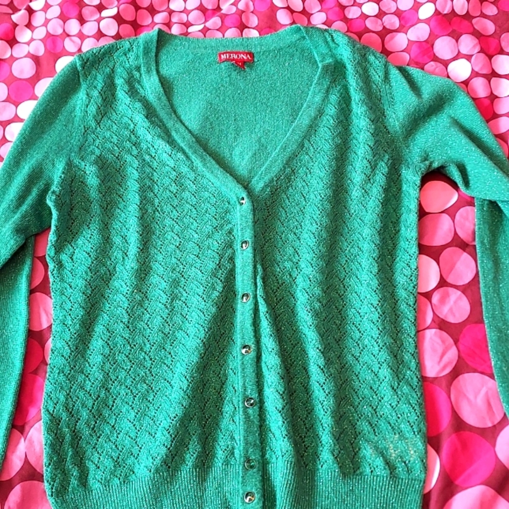 Merona Medium Green Sparkly Sweater